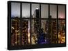 Window View - Manhattan with View of Times Square and 42nd Street by Foggy Night - Manhattan - NYC-Philippe Hugonnard-Stretched Canvas