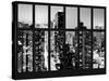 Window View - Manhattan with View of Times Square and 42nd Street by Foggy Night - Manhattan - NYC-Philippe Hugonnard-Stretched Canvas