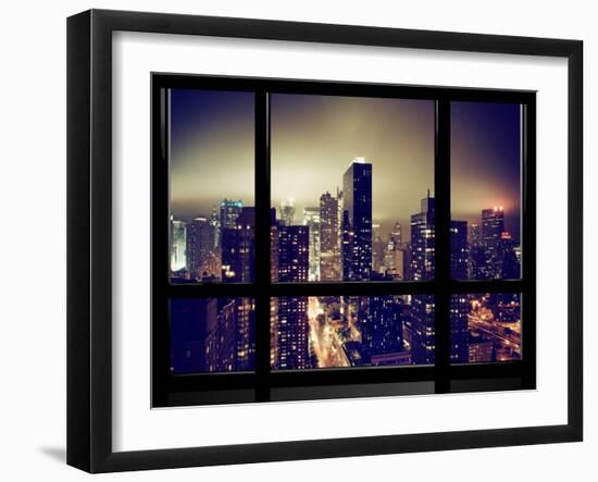 Window View, Misty View, Times Square and the New Yorker Hotel Views, Manhattan, New York-Philippe Hugonnard-Framed Premium Photographic Print