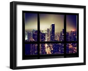 Window View, Misty View, Times Square and the New Yorker Hotel Views, Manhattan, New York-Philippe Hugonnard-Framed Premium Photographic Print