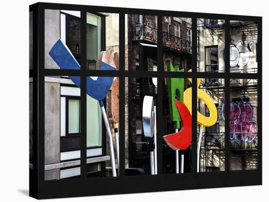 Window View - Modern Sculpture in a Courtyard Building - Downtown Manhattan - New York City-Philippe Hugonnard-Stretched Canvas