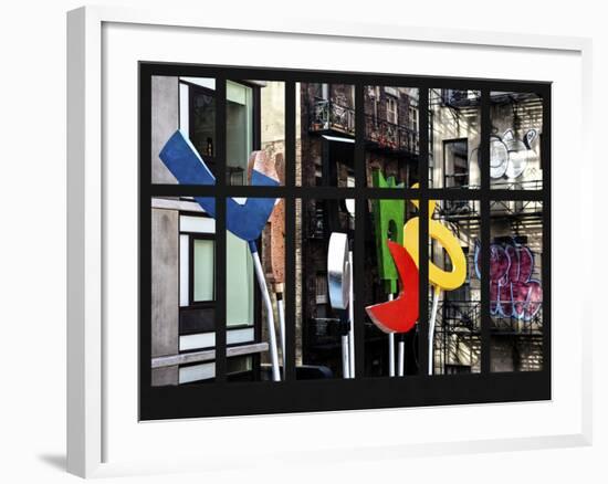 Window View - Modern Sculpture in a Courtyard Building - Downtown Manhattan - New York City-Philippe Hugonnard-Framed Photographic Print