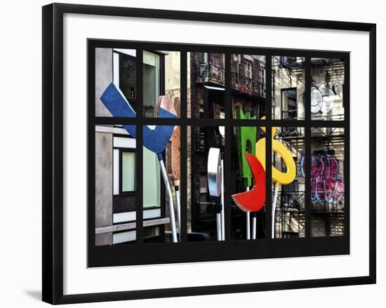 Window View - Modern Sculpture in a Courtyard Building - Downtown Manhattan - New York City-Philippe Hugonnard-Framed Photographic Print