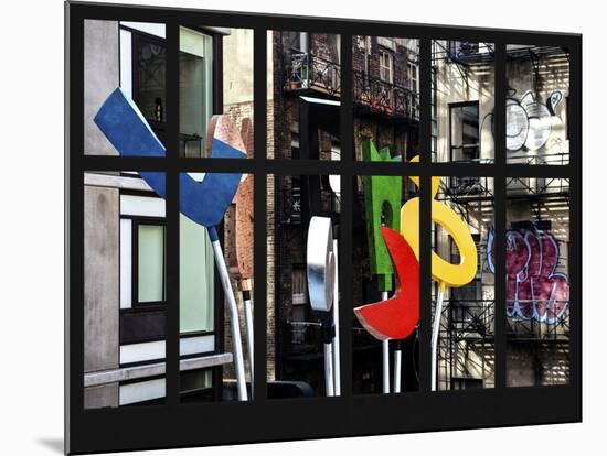 Window View - Modern Sculpture in a Courtyard Building - Downtown Manhattan - New York City-Philippe Hugonnard-Mounted Photographic Print
