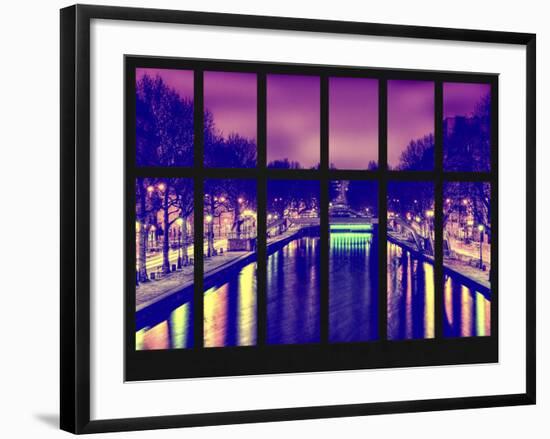 Window View - Night View of the Canal Saint Martin - Paris - France - Europe-Philippe Hugonnard-Framed Photographic Print