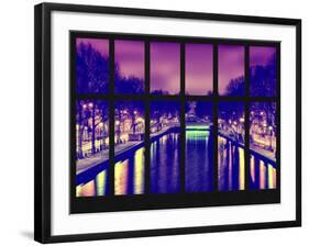 Window View - Night View of the Canal Saint Martin - Paris - France - Europe-Philippe Hugonnard-Framed Photographic Print