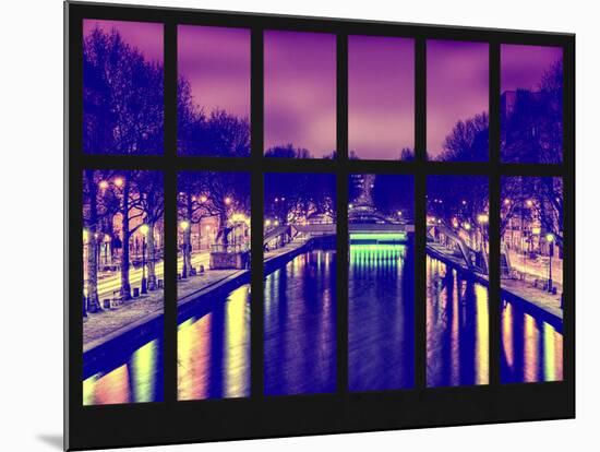 Window View - Night View of the Canal Saint Martin - Paris - France - Europe-Philippe Hugonnard-Mounted Photographic Print