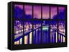 Window View - Night View of the Canal Saint Martin - Paris - France - Europe-Philippe Hugonnard-Framed Stretched Canvas