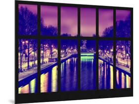 Window View - Night View of the Canal Saint Martin - Paris - France - Europe-Philippe Hugonnard-Mounted Photographic Print