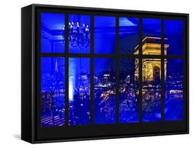 Window View - Night View of the Place de l'Etoile with the Arc de Triomphe - Paris - France-Philippe Hugonnard-Framed Stretched Canvas