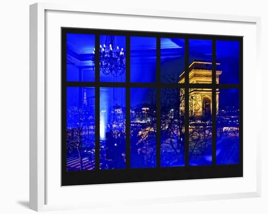 Window View - Night View of the Place de l'Etoile with the Arc de Triomphe - Paris - France-Philippe Hugonnard-Framed Photographic Print