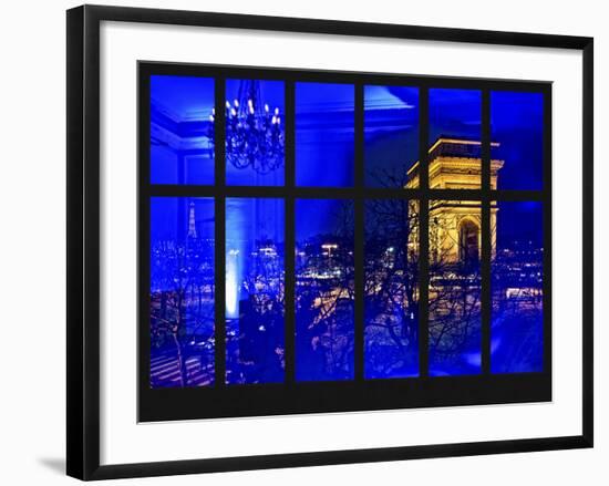 Window View - Night View of the Place de l'Etoile with the Arc de Triomphe - Paris - France-Philippe Hugonnard-Framed Photographic Print