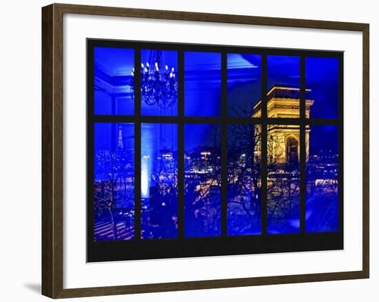 Window View - Night View of the Place de l'Etoile with the Arc de Triomphe - Paris - France-Philippe Hugonnard-Framed Photographic Print