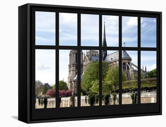 Window View - Notre Dame Cathedral - Paris - France - Europe-Philippe Hugonnard-Framed Stretched Canvas