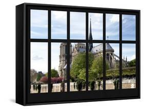 Window View - Notre Dame Cathedral - Paris - France - Europe-Philippe Hugonnard-Framed Stretched Canvas