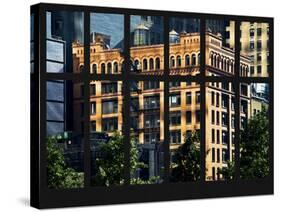 Window View - NY Building with a Tank of Water on the Roof - WTC District - Manhattan - NYC-Philippe Hugonnard-Stretched Canvas