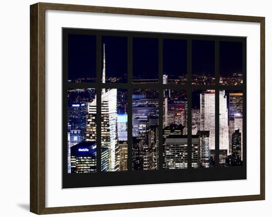 Window View - NY Cityscape by Night - Times Square - Manhattan - New York City-Philippe Hugonnard-Framed Photographic Print