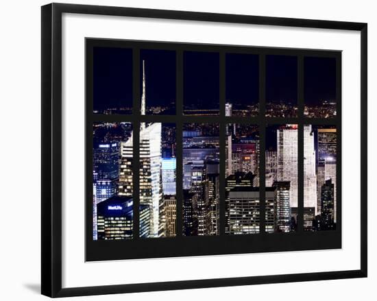 Window View - NY Cityscape by Night - Times Square - Manhattan - New York City-Philippe Hugonnard-Framed Photographic Print