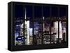 Window View - NY Cityscape by Night - Times Square - Manhattan - New York City-Philippe Hugonnard-Framed Stretched Canvas