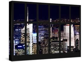 Window View - NY Cityscape by Night - Times Square - Manhattan - New York City-Philippe Hugonnard-Stretched Canvas