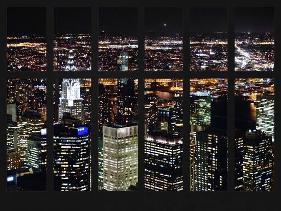 Window View Ny Cityscape By Night With Chrysler Building Manhattan New York City Photographic Print Philippe Hugonnard Allposters Com