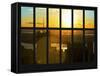 Window View - NY Skyline with Skyscrapers at Sunset - Manhattan - New York City-Philippe Hugonnard-Framed Stretched Canvas