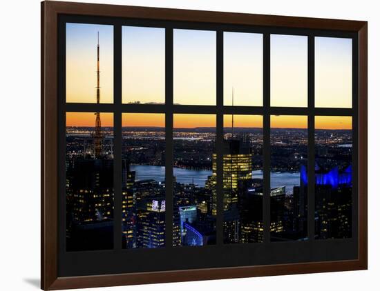 Window View - NY Skyline with Skyscrapers at Sunset - Manhattan - New York City-Philippe Hugonnard-Framed Photographic Print