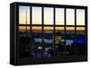 Window View - NY Skyline with Skyscrapers at Sunset - Manhattan - New York City-Philippe Hugonnard-Framed Stretched Canvas