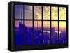 Window View - NY Skyline with Skyscrapers at Sunset - Manhattan - New York City-Philippe Hugonnard-Framed Stretched Canvas