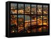 Window View of City of London at Night - River Thames - London - UK - England - United Kingdom-Philippe Hugonnard-Framed Stretched Canvas