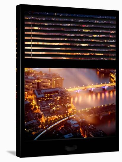 Window View of City of London at Night - River Thames - London - UK - England - United Kingdom-Philippe Hugonnard-Stretched Canvas