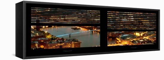 Window View of City of London at Night - River Thames - London - UK - England - United Kingdom-Philippe Hugonnard-Framed Stretched Canvas