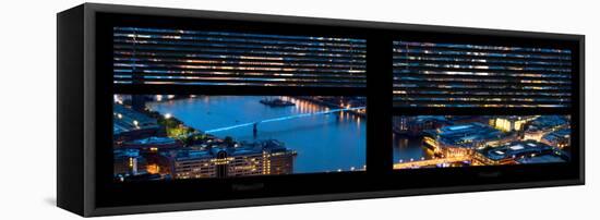 Window View of City of London at Night - River Thames - London - UK - England - United Kingdom-Philippe Hugonnard-Framed Stretched Canvas