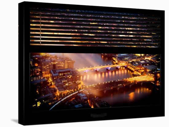 Window View of City of London at Night - River Thames - London - UK - England - United Kingdom-Philippe Hugonnard-Stretched Canvas