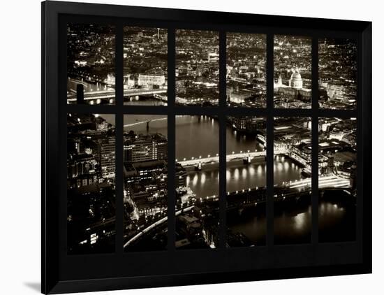 Window View of City of London at Night - River Thames - London - UK - England - United Kingdom-Philippe Hugonnard-Framed Photographic Print