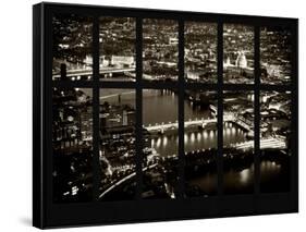 Window View of City of London at Night - River Thames - London - UK - England - United Kingdom-Philippe Hugonnard-Framed Stretched Canvas