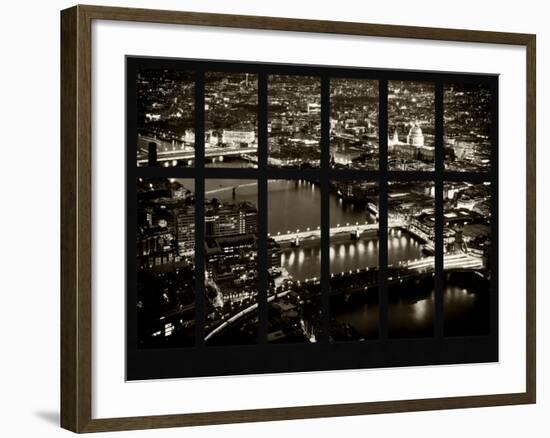 Window View of City of London at Night - River Thames - London - UK - England - United Kingdom-Philippe Hugonnard-Framed Photographic Print