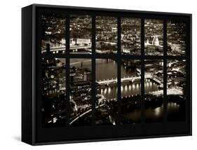 Window View of City of London at Night - River Thames - London - UK - England - United Kingdom-Philippe Hugonnard-Framed Stretched Canvas