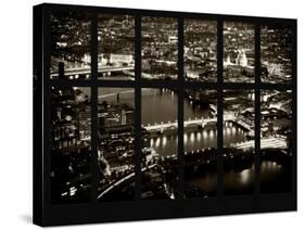 Window View of City of London at Night - River Thames - London - UK - England - United Kingdom-Philippe Hugonnard-Stretched Canvas