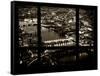 Window View of City of London at Night - River Thames - London - UK - England - United Kingdom-Philippe Hugonnard-Framed Stretched Canvas