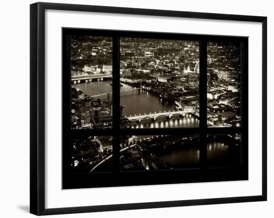 Window View of City of London at Night - River Thames - London - UK - England - United Kingdom-Philippe Hugonnard-Framed Photographic Print