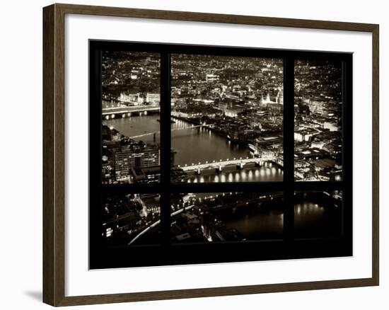 Window View of City of London at Night - River Thames - London - UK - England - United Kingdom-Philippe Hugonnard-Framed Photographic Print