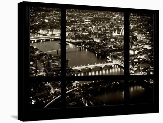 Window View of City of London at Night - River Thames - London - UK - England - United Kingdom-Philippe Hugonnard-Stretched Canvas