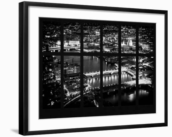 Window View of City of London at Night - River Thames - London - UK - England - United Kingdom-Philippe Hugonnard-Framed Photographic Print