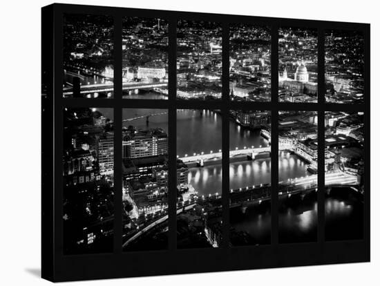 Window View of City of London at Night - River Thames - London - UK - England - United Kingdom-Philippe Hugonnard-Stretched Canvas