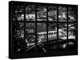 Window View of City of London at Night - River Thames - London - UK - England - United Kingdom-Philippe Hugonnard-Stretched Canvas