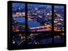 Window View of City of London at Night - River Thames - London - UK - England - United Kingdom-Philippe Hugonnard-Stretched Canvas