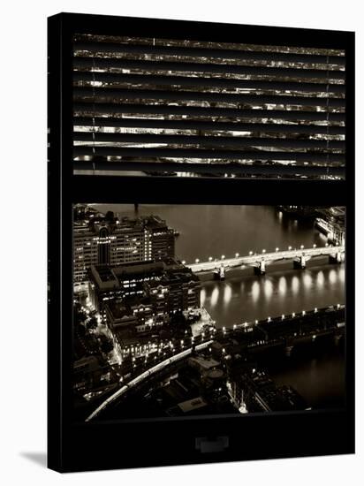 Window View of City of London at Night - River Thames - London - UK - England - United Kingdom-Philippe Hugonnard-Stretched Canvas