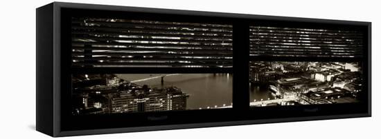 Window View of City of London at Night - River Thames - London - UK - England - United Kingdom-Philippe Hugonnard-Framed Stretched Canvas