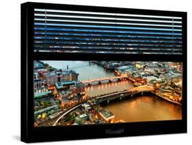 Window View of City of London at Nightfall - River Thames - London - UK - England-Philippe Hugonnard-Stretched Canvas